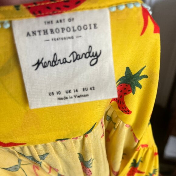 KENDRA DANDY for Anthropologie LS Blousy Top tie waist Strawberry Boots Sz 10 - Picture 7 of 11
